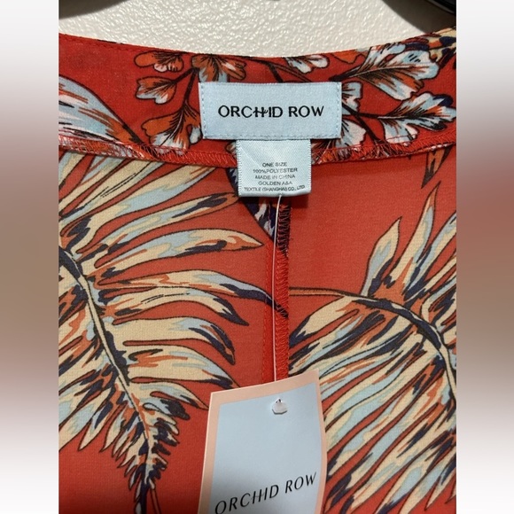 NEW Orchid Row Kimono Duster Floral Tropical Hawaiian Boho Red Sheer One Size - Picture 6 of 8
